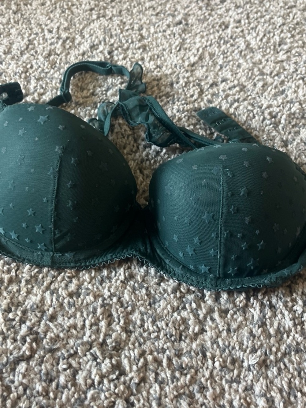 💕PINK💕Forest Green Star-Embossed T-Shirt Bra